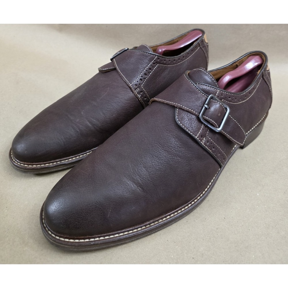 Johnston & Murphy (Sz 11 M) Flex 20-3878 Brown Sheepskin Leather Monk Strap Mens